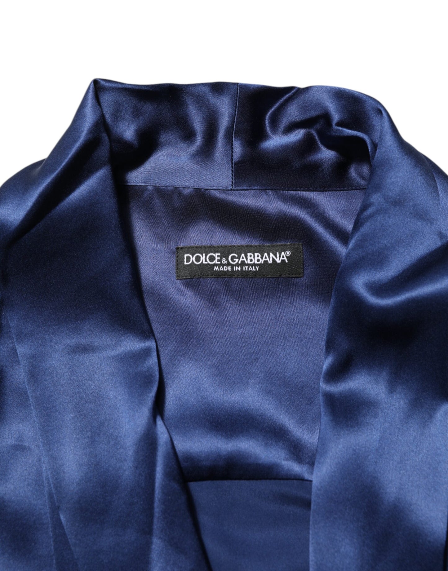 Dolce & Gabbana Blue Oversize Silk Satin Long Sleeves Shirt