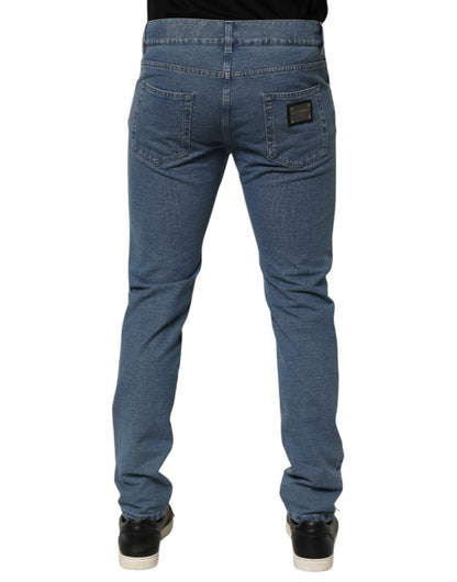 Dolce & Gabbana Blue Cotton Stretch Slim Fit Men Denim Jeans