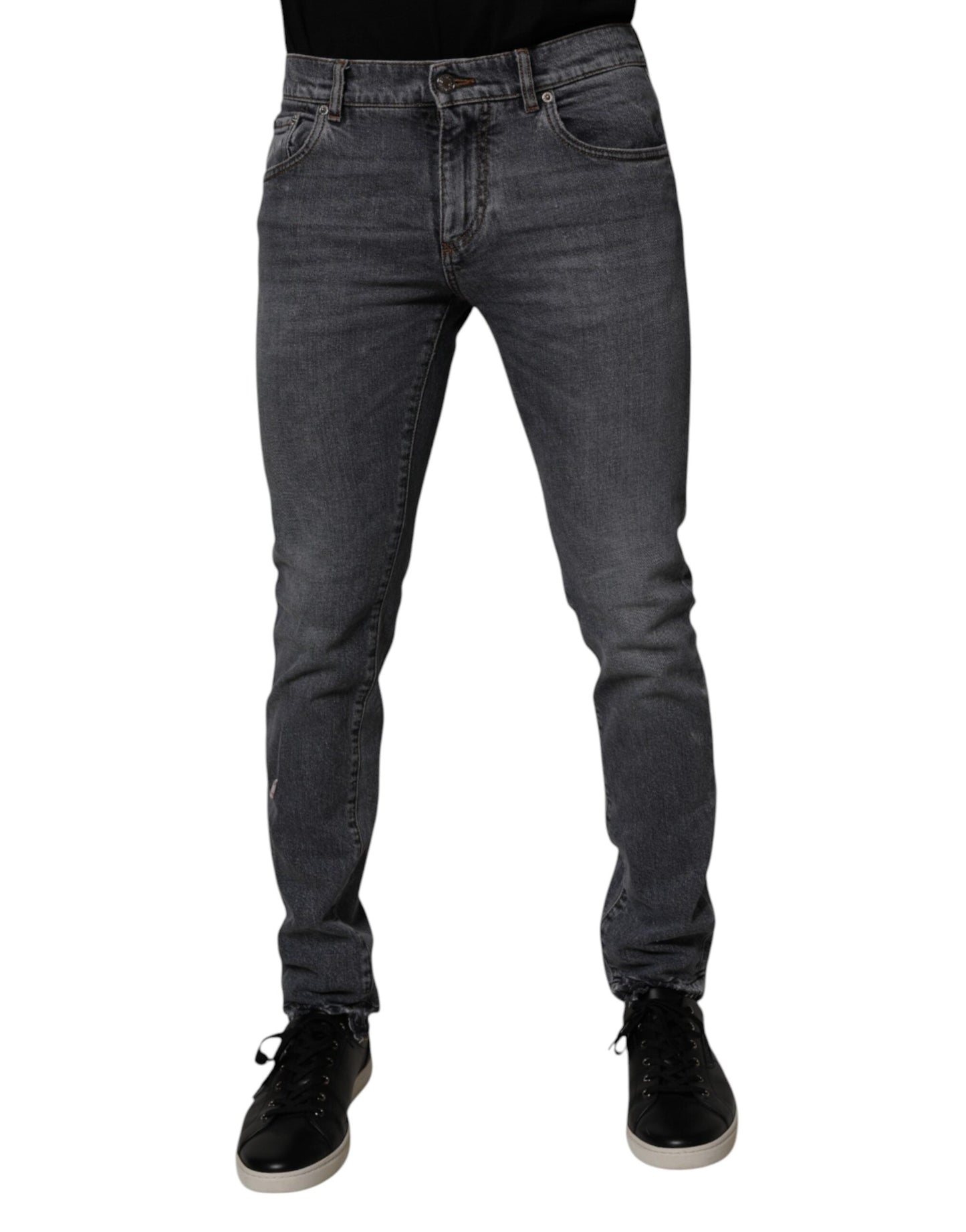 Dolce & Gabbana Dark Gray Cotton Stretch Skinny Denim Jeans