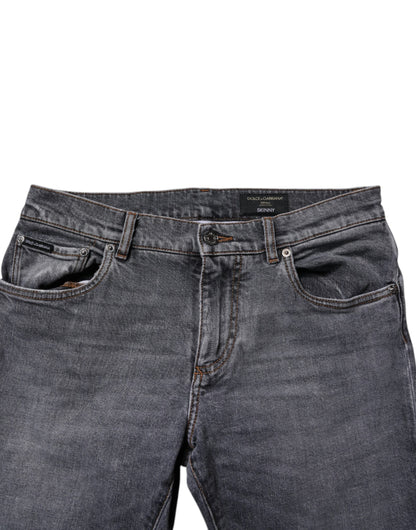 Dolce & Gabbana Dark Gray Cotton Stretch Skinny Denim Jeans