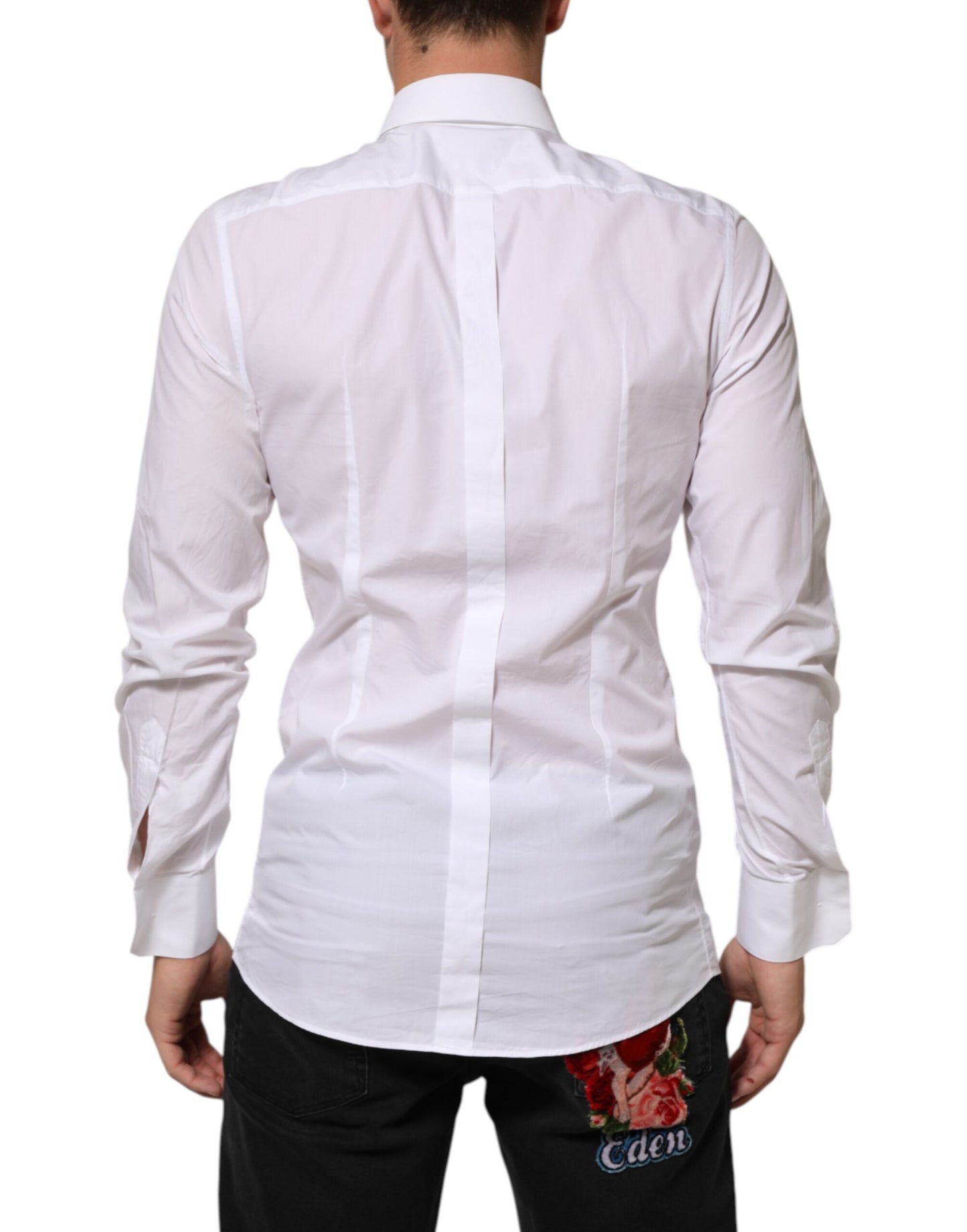 Dolce & Gabbana White Cotton GOLD DGPatch Formal Dress Shirt