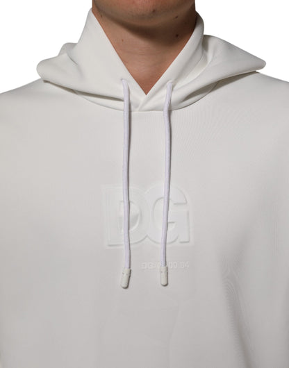 Dolce & Gabbana White Logo Hooded Men Sweatshirt  Sweater