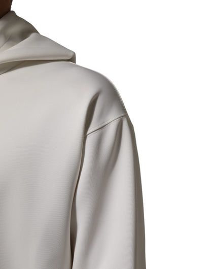 Dolce & Gabbana White Logo Hooded Men Sweatshirt  Sweater