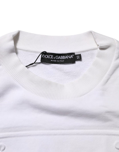 Dolce & Gabbana White Embossed Logo Men Sweatshirt Sweater