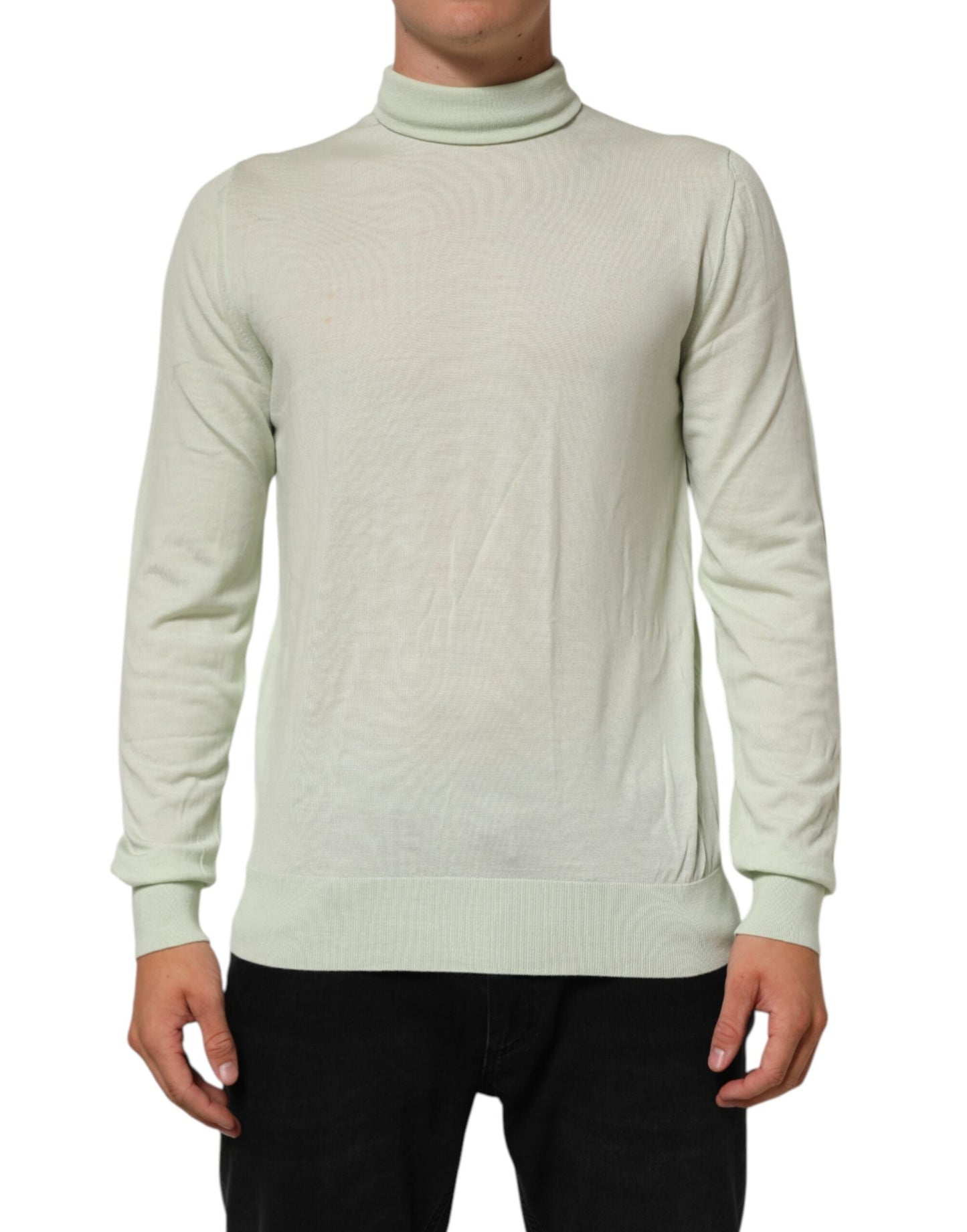 Dolce & Gabbana Light Green Logo TurtleNeck Pullover Sweater