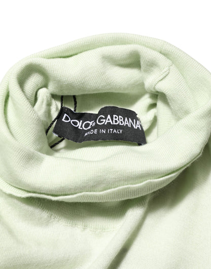 Dolce & Gabbana Light Green Logo TurtleNeck Pullover Sweater
