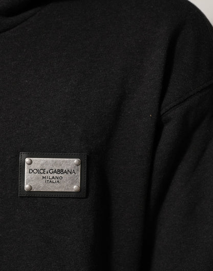 Dolce & Gabbana Black Logo FullZip Hooded Sweatshirt Sweater