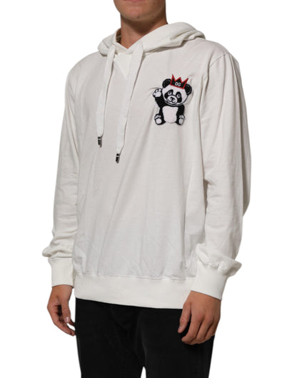 Dolce & Gabbana Off White Cotton Panda Hooded Sweatshirt Sweater