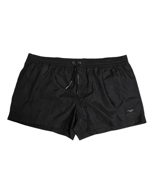 Dolce & Gabbana Black Logo Polyester Beachwear Shorts Swimwear