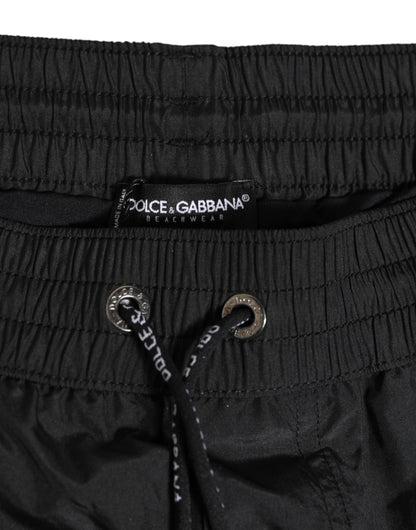 Dolce & Gabbana Black Logo Polyester Beachwear Shorts Swimwear