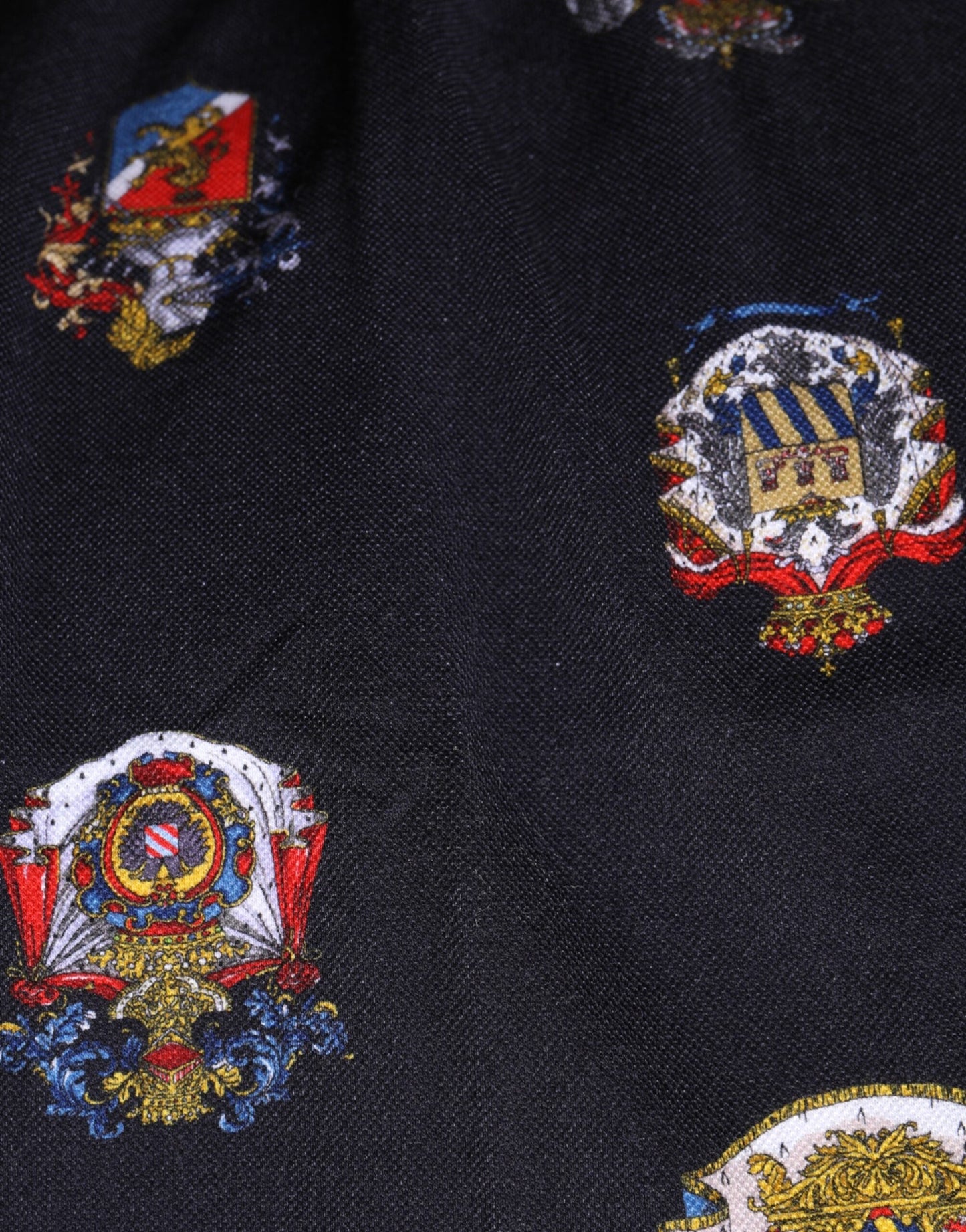 Dolce & Gabbana Blue Heraldic Crest Print Polo Shirt T-shirt