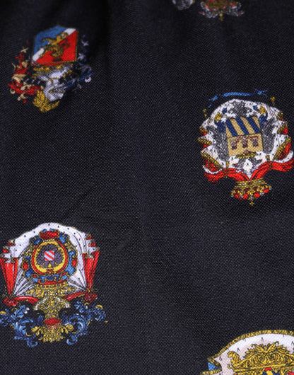 Dolce & Gabbana Blue Heraldic Crest Print Polo Shirt T-shirt