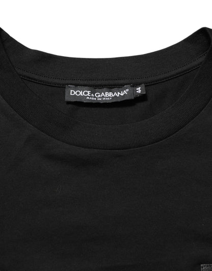 Dolce & Gabbana Black Logo Plaque Cotton Crew Neck T-shirt