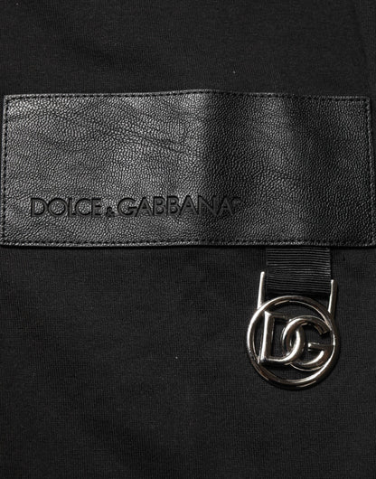 Dolce & Gabbana Black Logo Plaque Cotton Crew Neck T-shirt