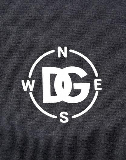 Dolce & Gabbana Black Logo Compass Cotton Crew Neck T-shirt