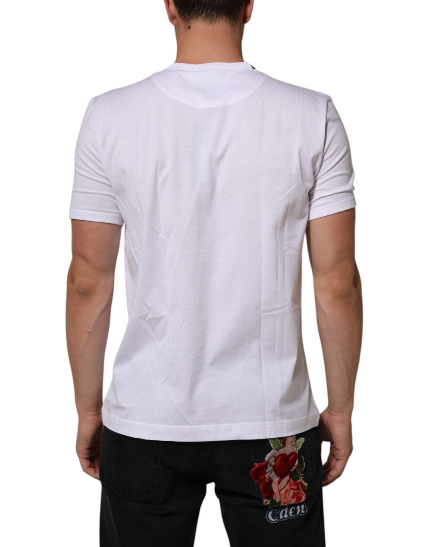 Dolce & Gabbana White Goodluck 2021 Cotton Crew Neck  T-shirt