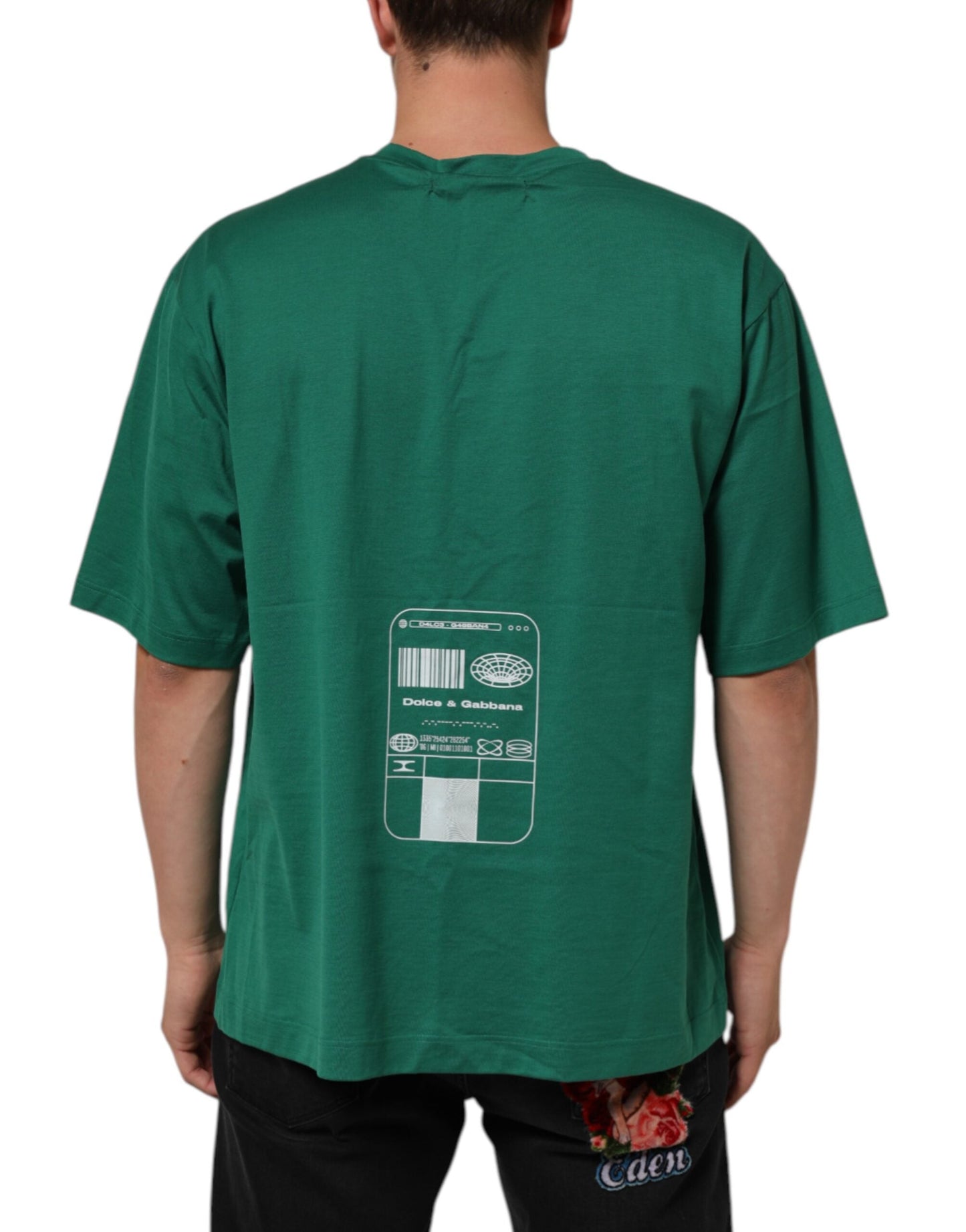 Dolce & Gabbana Green Cotton Graphic Logo Print Crewneck T-shirt