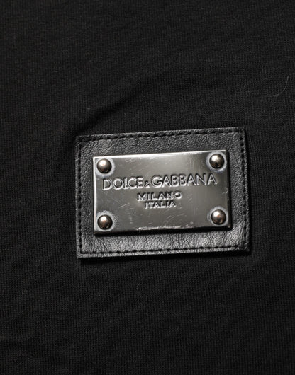 Dolce & Gabbana Black Logo Plaque Cotton Crew Neck T-shirt