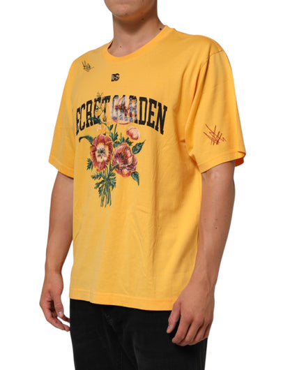Dolce & Gabbana Yellow Secret Graden Floral Cotton CrewNeck T-shirt