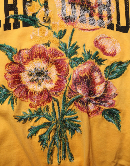 Dolce & Gabbana Yellow Secret Graden Floral Cotton CrewNeck T-shirt