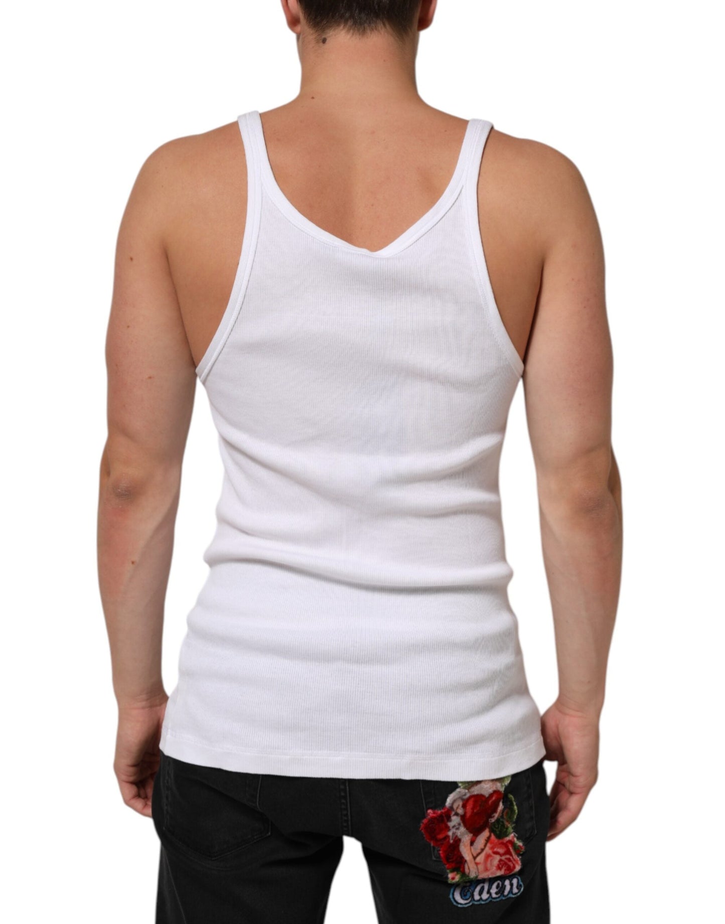 Dolce & Gabbana White Sleeveless Round Neck Tank Top T-shirt