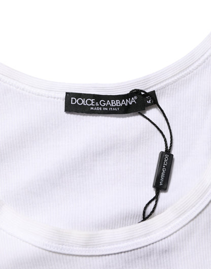 Dolce & Gabbana White Sleeveless Round Neck Tank Top T-shirt
