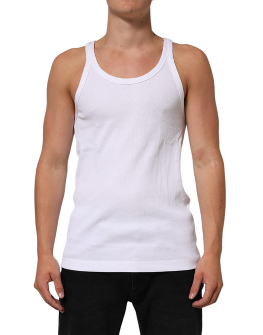 Dolce & Gabbana White Sleeveless Round Neck Tank T-shirt