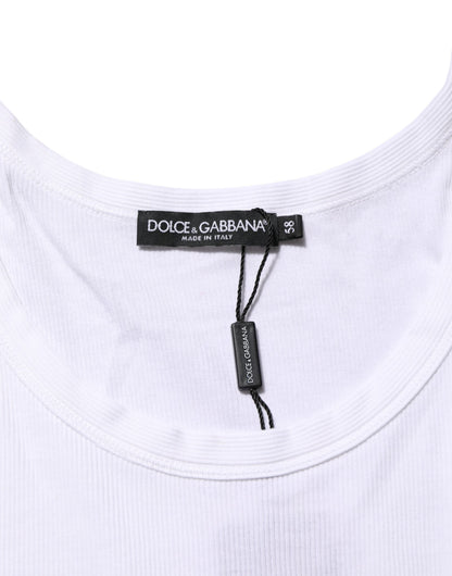 Dolce & Gabbana White Sleeveless Round Neck Tank T-shirt