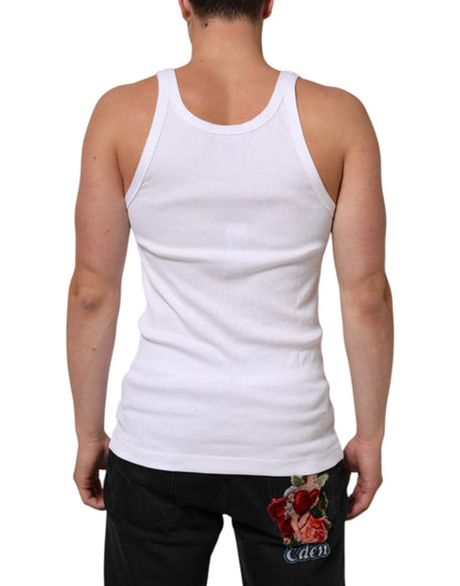 Dolce & Gabbana White Sleeveless Round Neck Tank Top T-shirt