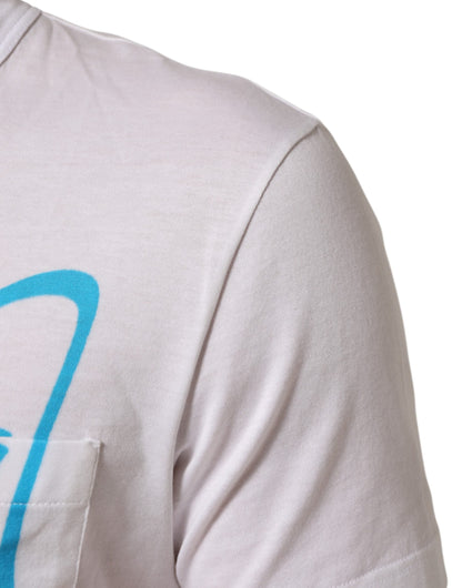 Dolce & Gabbana White Graphic Print Cotton Crew Neck T-shirt