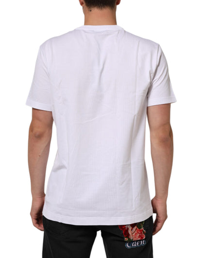 Dolce & Gabbana White Cotton Crew Neck Short Sleeves T-shirt