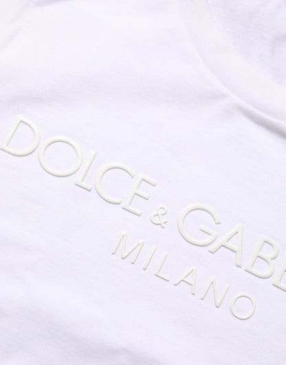 Dolce & Gabbana White Cotton Crew Neck Short Sleeves T-shirt