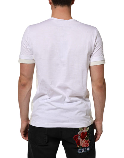 Dolce & Gabbana White Cotton Pocket Short Sleeves Men T-shirt