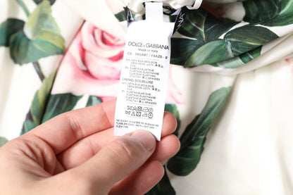 Dolce & Gabbana White Floral Silk One Shoulder Midi Dress