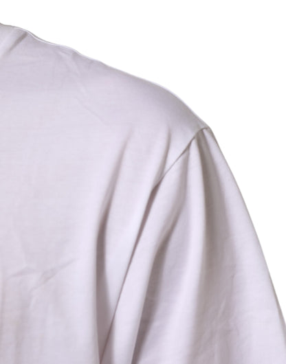 Dolce & Gabbana White Logo Print Cotton Crew Neck Men T-shirt