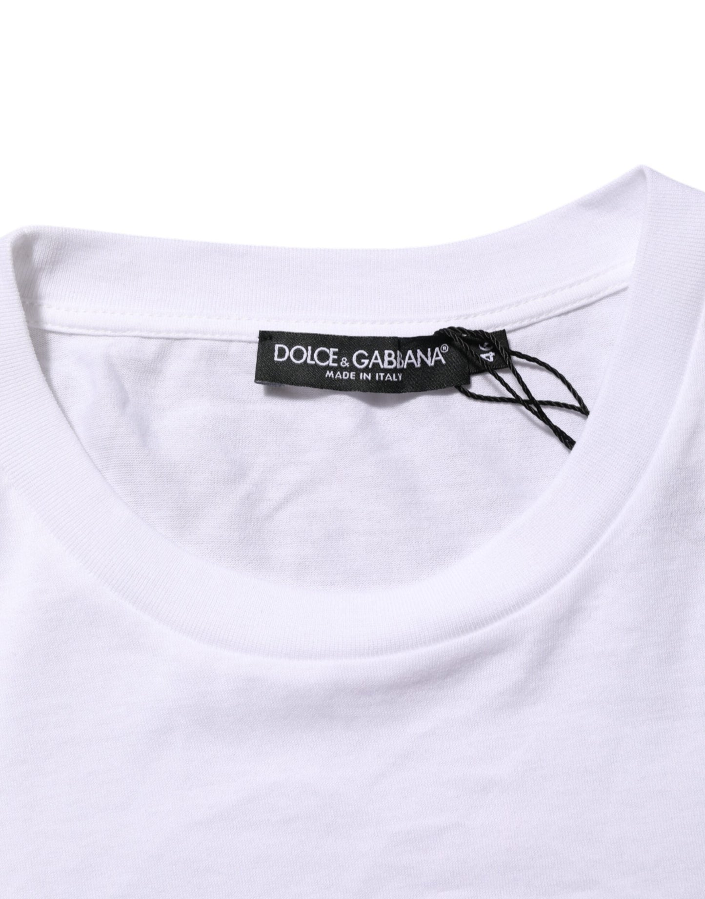Dolce & Gabbana White Logo Print Cotton Men Crew Neck T-shirt