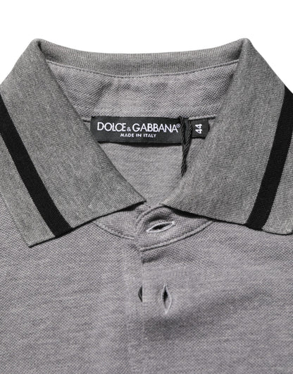 Dolce & Gabbana Gray Logo Embroidery Collared Polo T-shirt