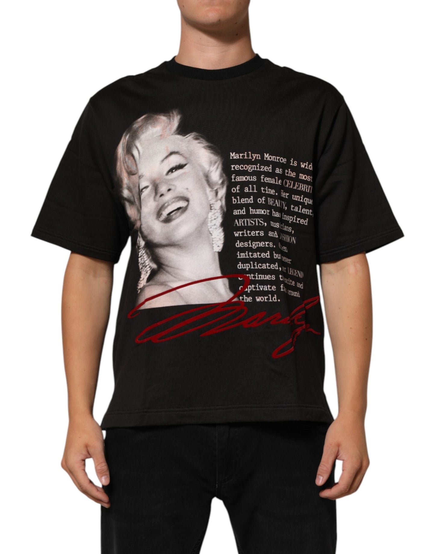 Dolce & Gabbana Black Marilyn Monroe Cotton Crew Neck T-shirt