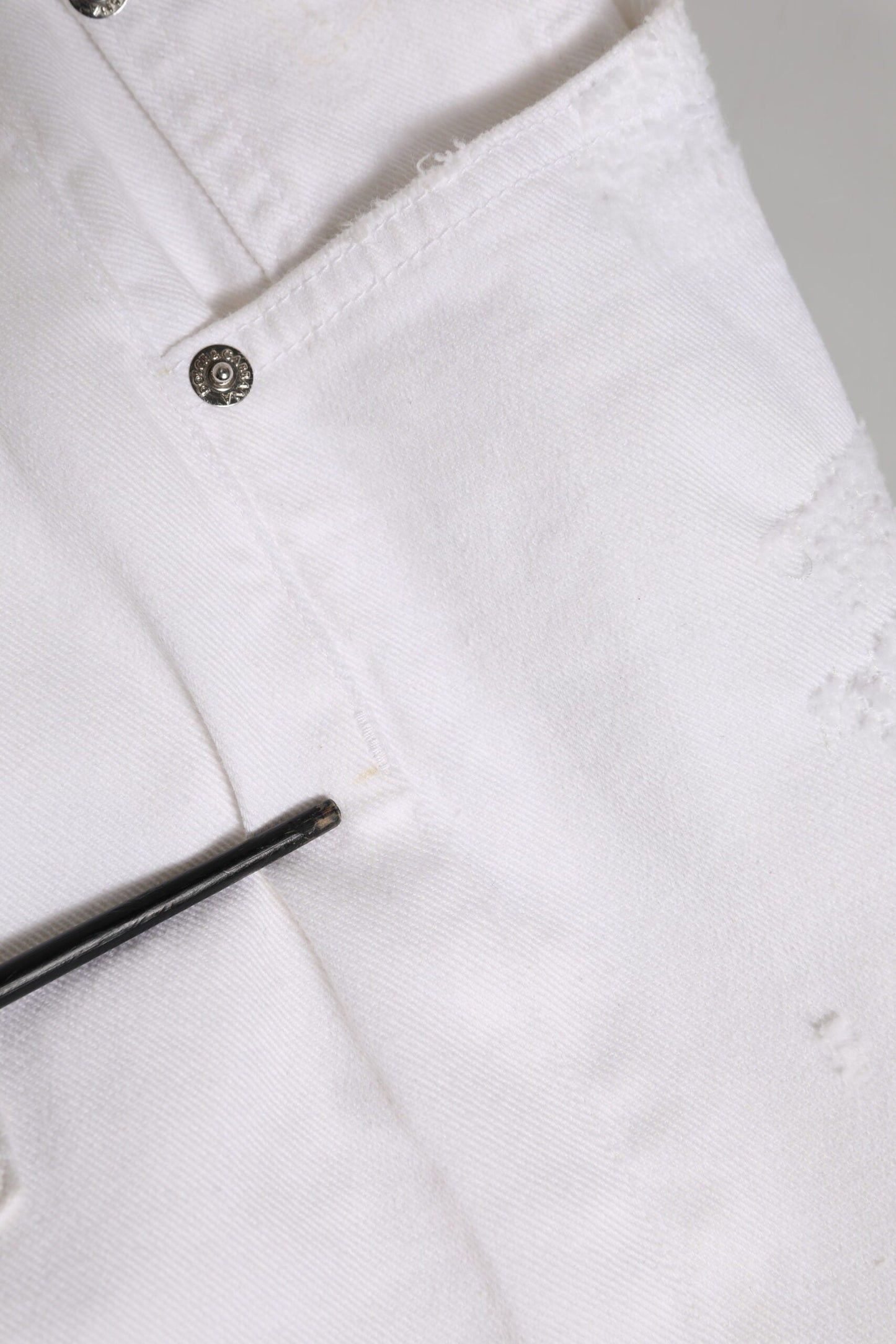 Dolce & Gabbana White Cotton Tattered BOYFRIEND Denim Jeans