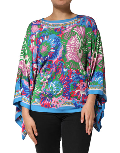 Dolce & Gabbana Multicolor Floral Print Silk Tunic Blouse Top