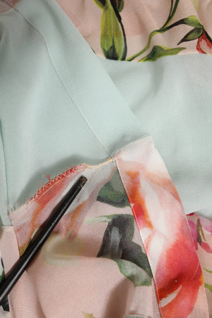 Dolce & Gabbana Multicolor Floral Patchwork Ascot Collar Top