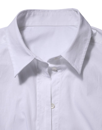 Dolce & Gabbana White Cotton Collared Dress Formal Shirt Top