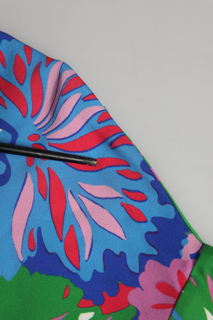 Dolce & Gabbana Multicolor Floral Print Silk Tunic Blouse Top