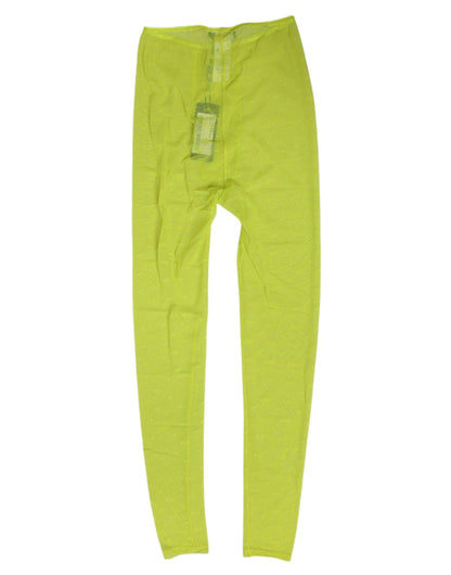Dolce & Gabbana Neon Green Nylon Logo Lace Leggings Pants Underwear