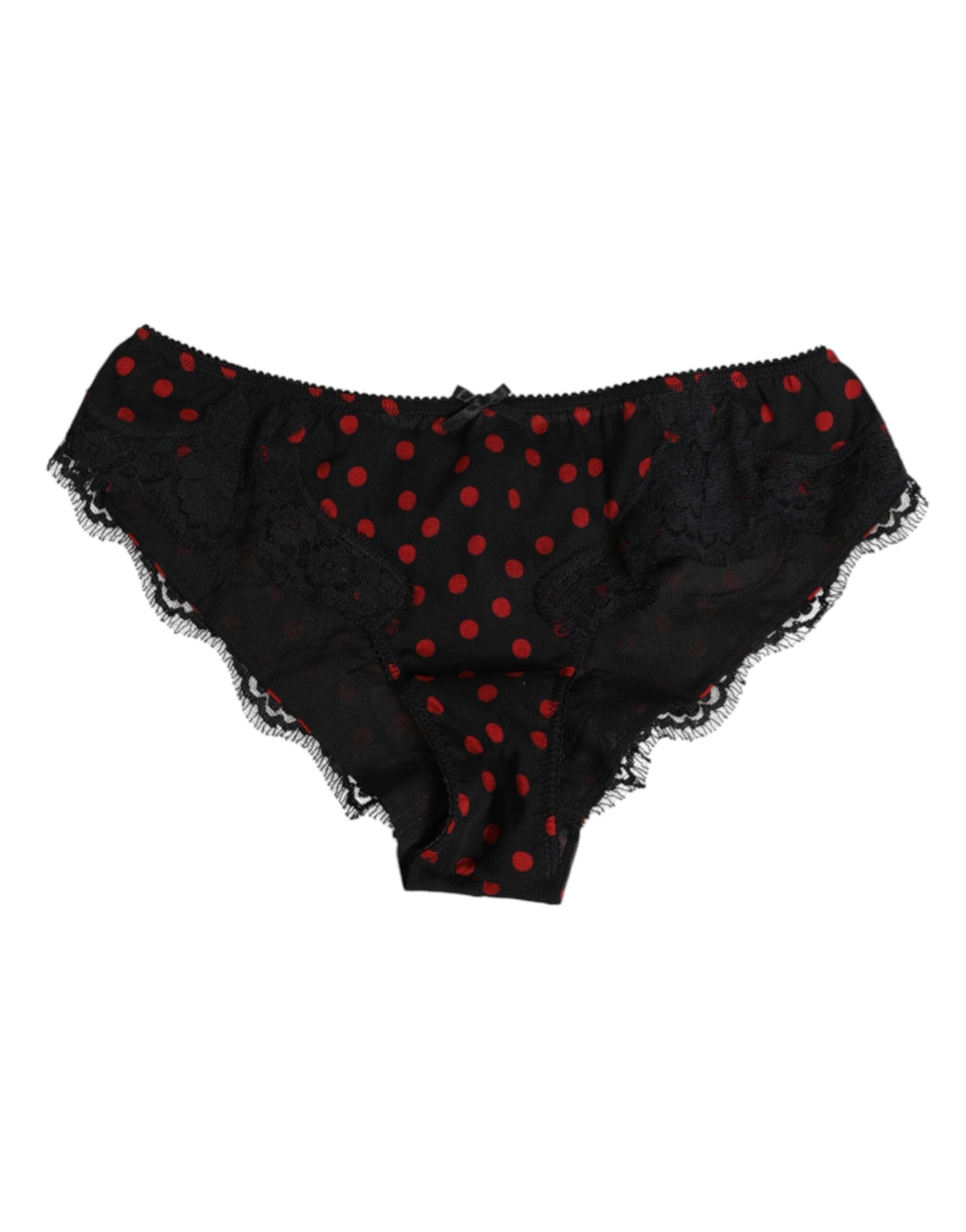 Dolce & Gabbana Black Polka Dotted Silk Low Waist Panty Underwear