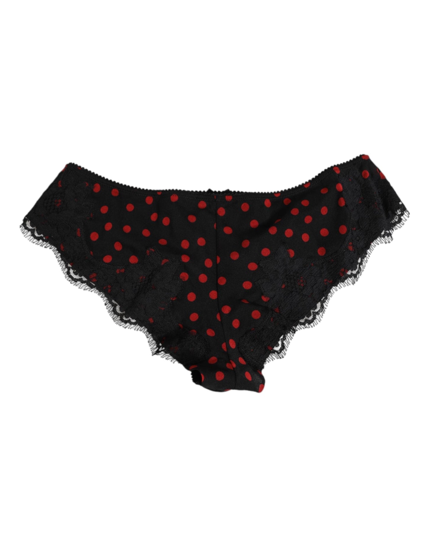 Dolce & Gabbana Black Polka Dotted Silk Low Waist Panty Underwear
