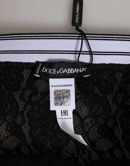 Dolce & Gabbana Black Lace Slip Brief Logo Waistband  Underwear