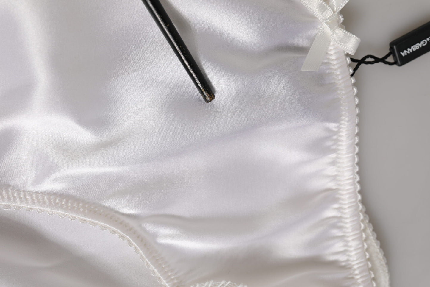 Dolce & Gabbana White Silk Satin Floral Lace Panty Brief Underwear