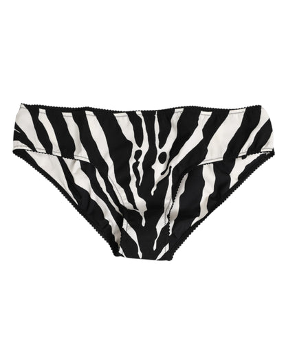 Dolce & Gabbana Black White Zebra Print Slip Briefs Underwear