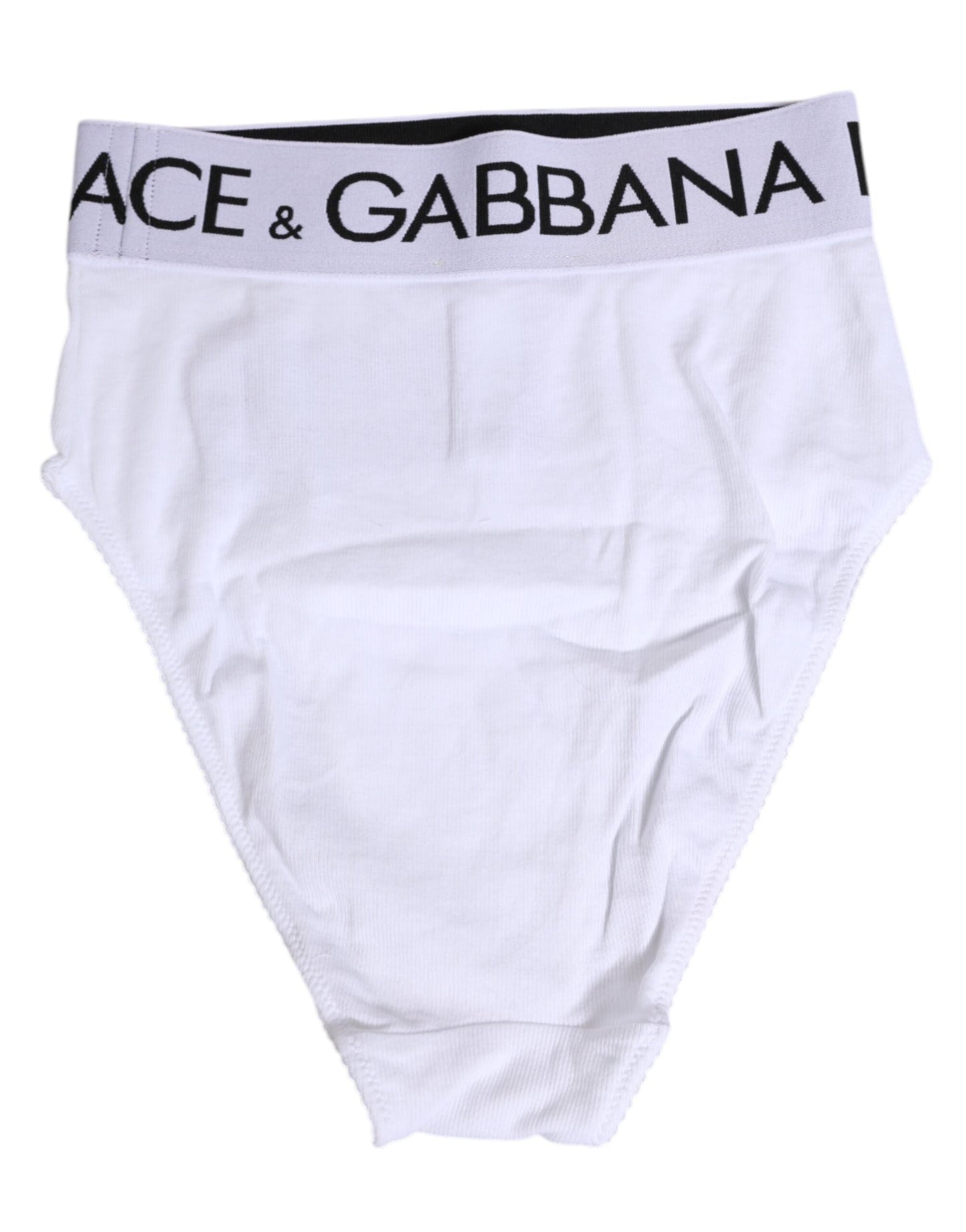 Dolce & Gabbana White Cotton Stretch High Waist Panty Underwear